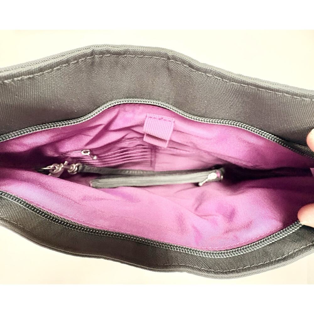 Baggallini Big Zipper Bag RFID Wristlet Black Purple Interior Travel Errands - Picture 4 of 9